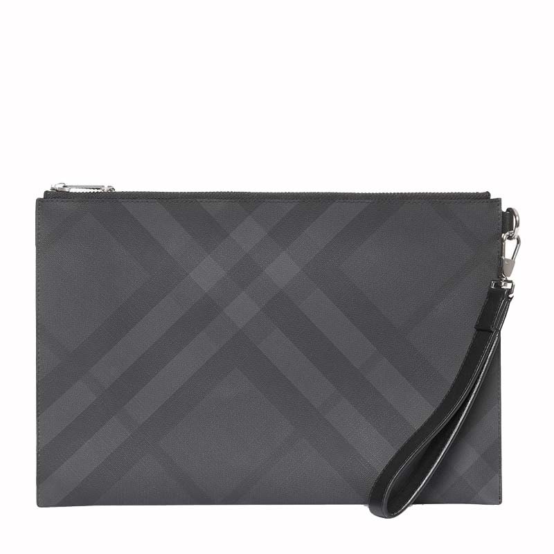 Buy Burberry Beg Tangan Zip London Check Kelabu Gelap
