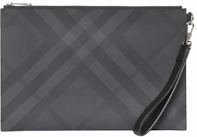 Burberry London Check Zip Handbag Dark Grey Burberry London Check Zip Handbag Dark Grey