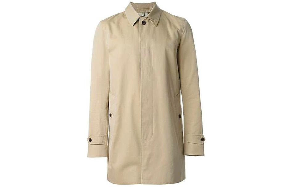 Burberry Long-Sleeve Mid-Length Camel Jacket with Turn-Down Collar 39346051