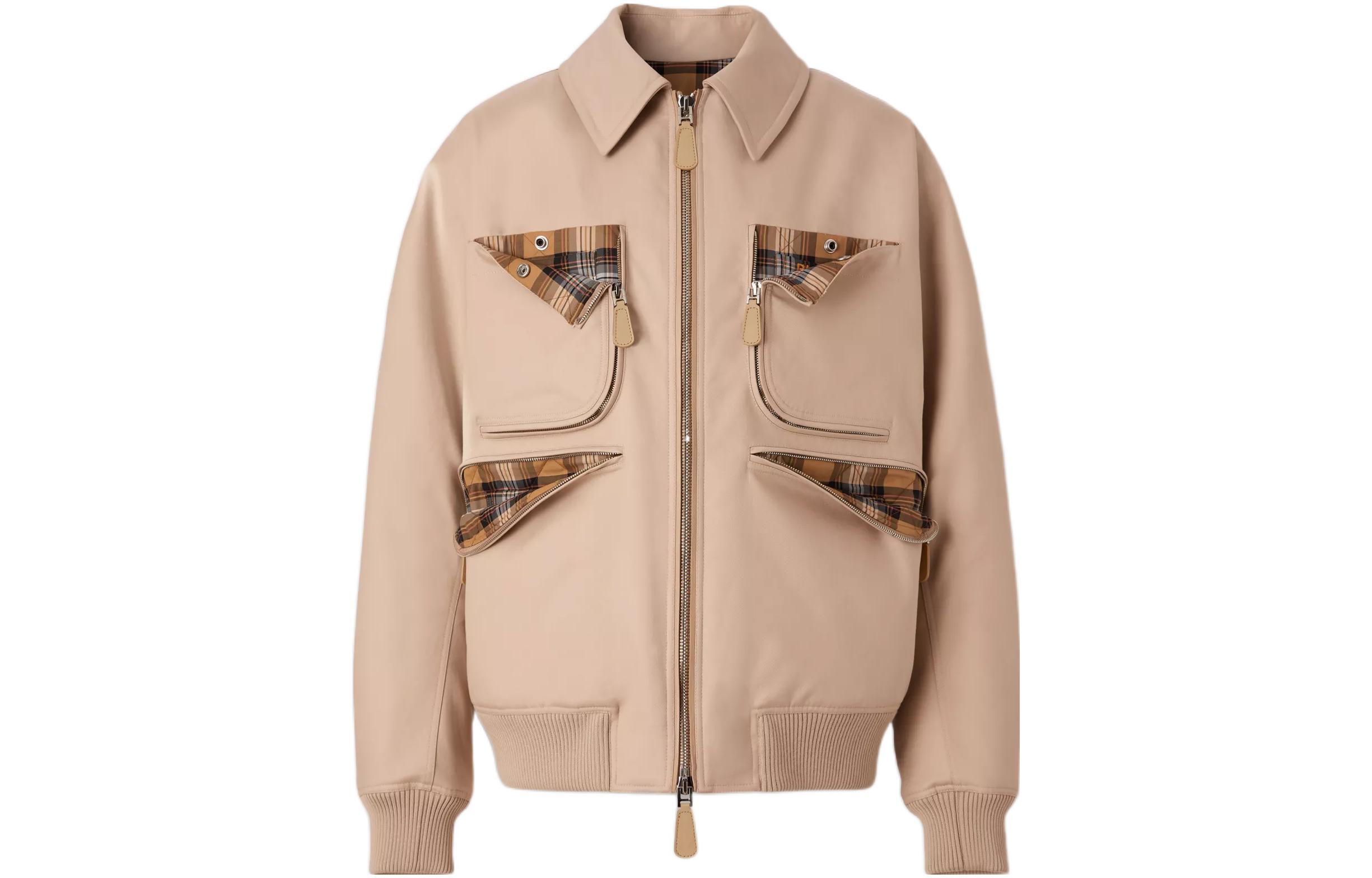 Burberry Long-Sleeve Zip Pocket Jacket with Turn-Down Collar 80608841