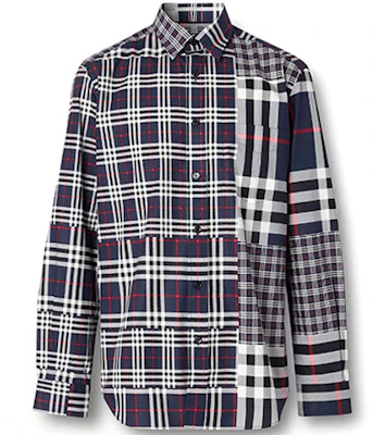 Burberry Kemeja Lengan Panjang Check Patchwork Button-Up - Kelabu Gelap 80185701 Buy Burberry Kemeja Lengan Panjang Check Patchwork Button-Up - Kelabu Gelap 80185701