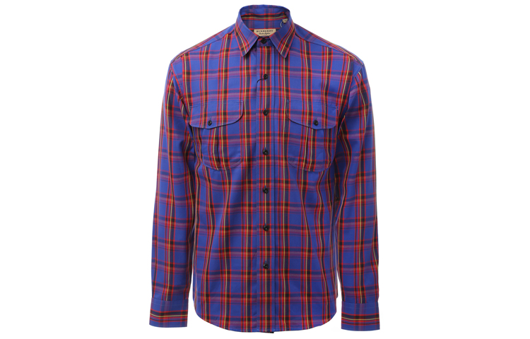 Burberry Long Sleeve Checkered Shirt Blue Red Plaid. 80031411