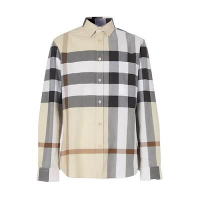 Burberry Long Sleeve Contrast Vintage Check Cotton Poplin Shirt 80258511