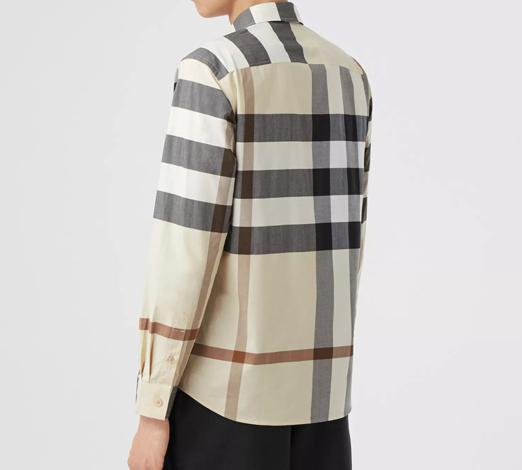 Shop Camisa Burberry Manga Larga de Popelina con Cuadro Vintage Contraste. 80258511