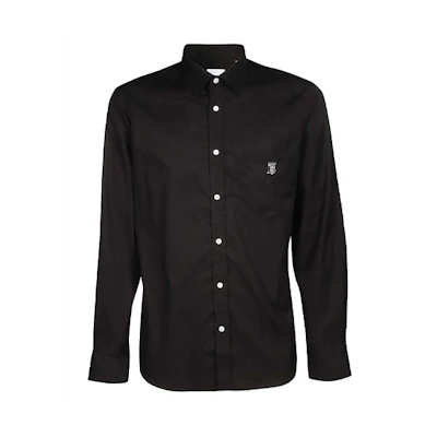 Burberry Long Sleeve Cotton Button-Up Shirt Black 80098371