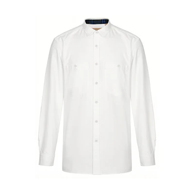 Burberry Long Sleeve Red Turn-up Shirt in White 40617371