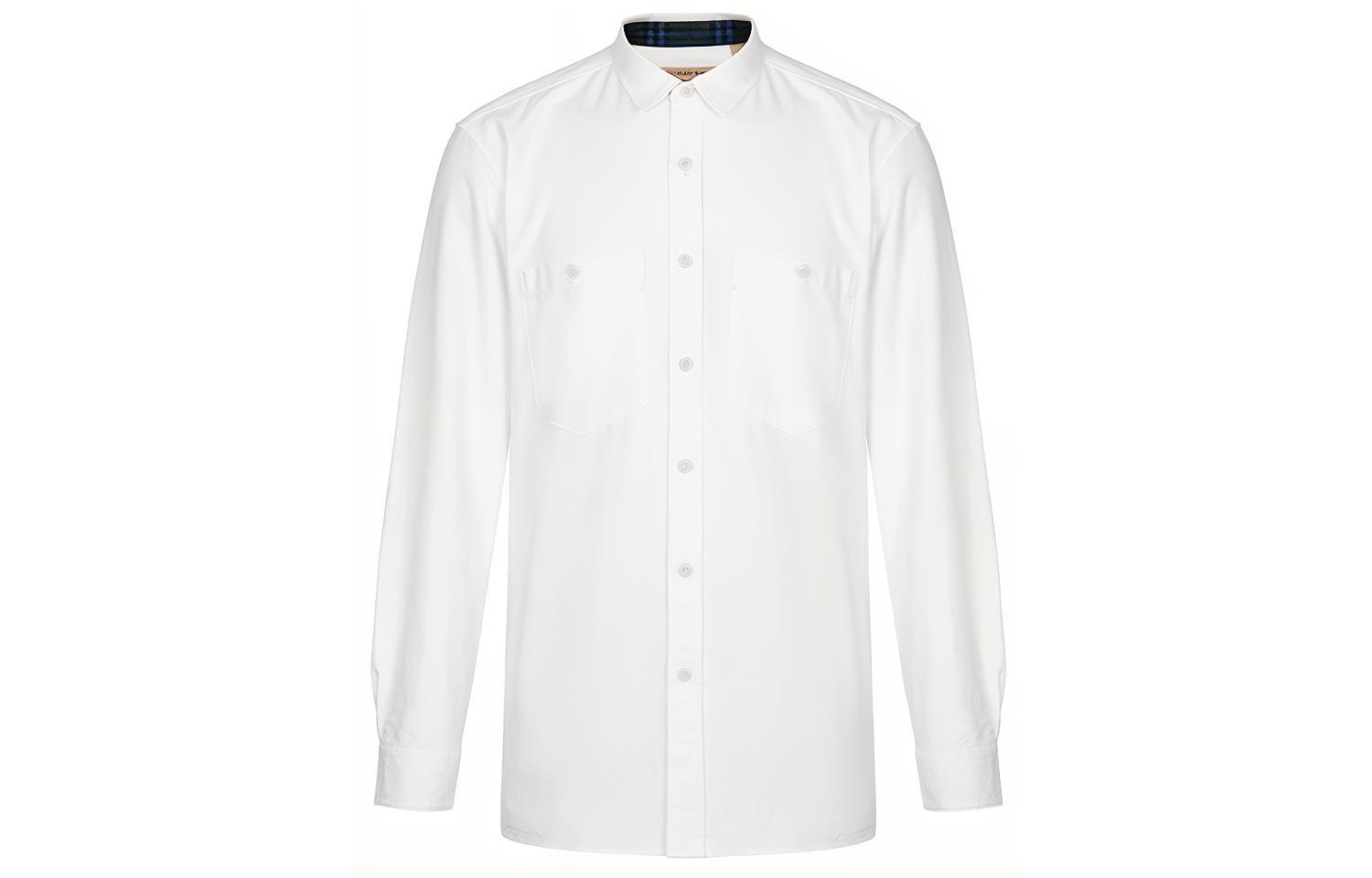 Burberry Long Sleeve Red Turn-up Shirt in White 40617371 圖 2