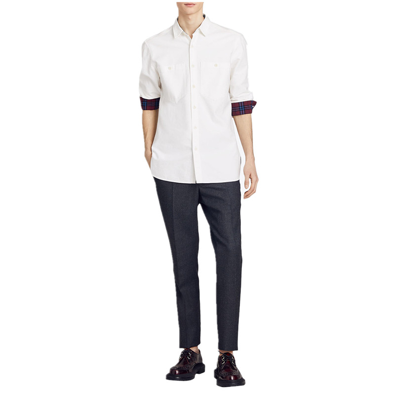 Burberry Long Sleeve Red Turn-up Shirt in White 40617371 圖 4