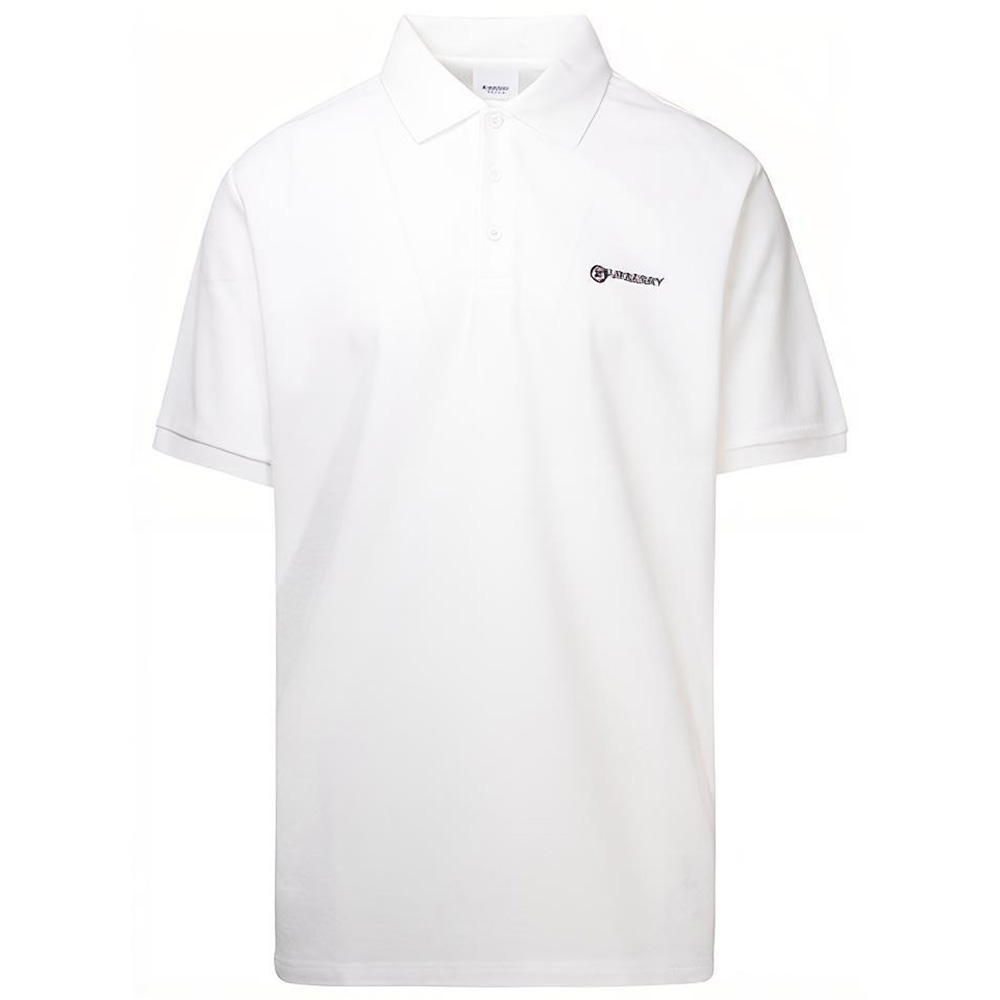 Burberry Longitude Latitude Print White Polo Shirt 80243601