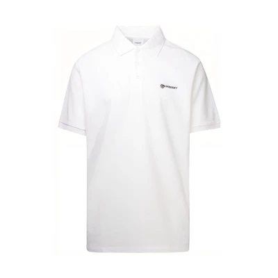 Burberry Longitude Latitude Print White Polo Shirt 80243601