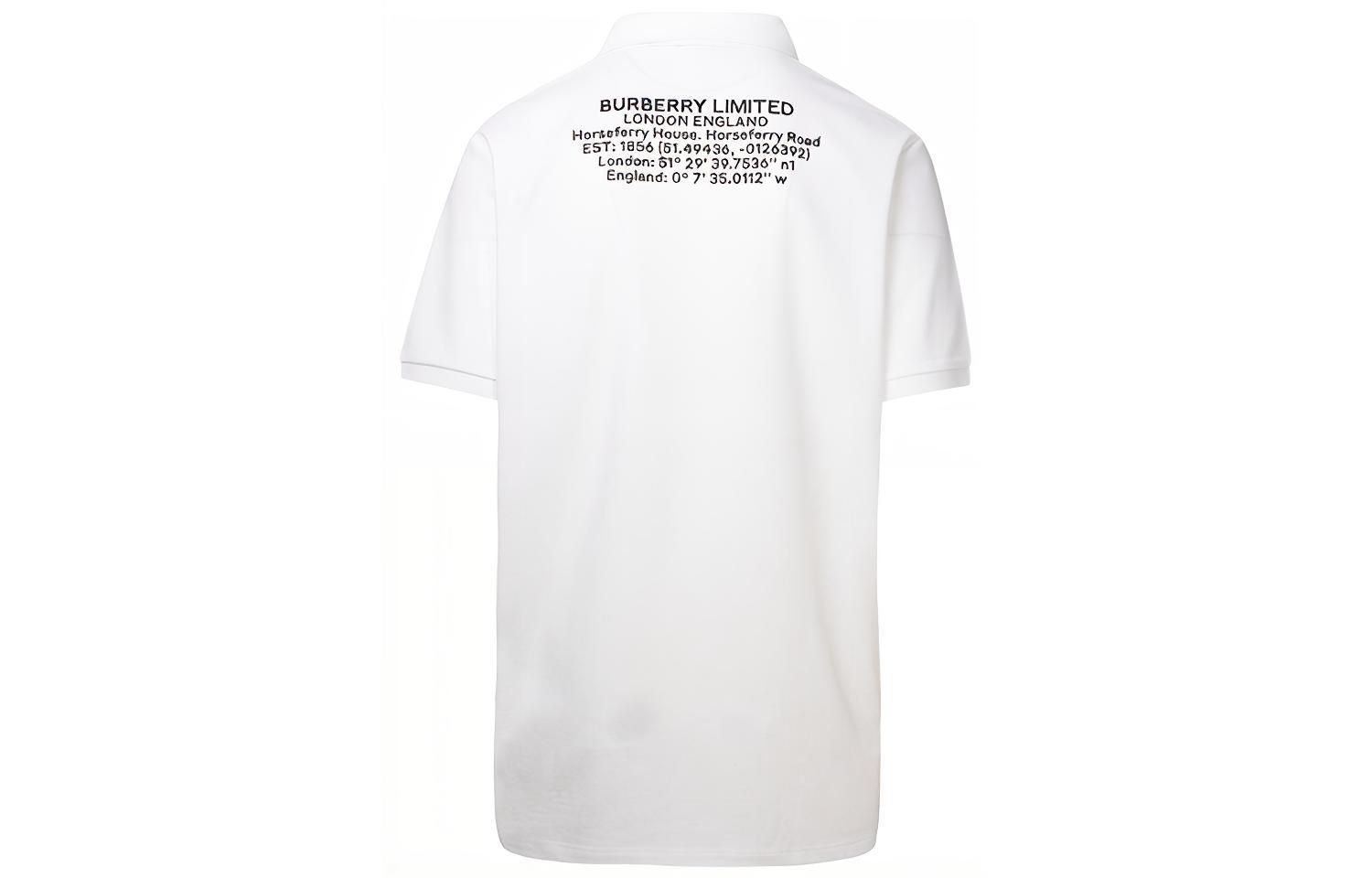 Burberry Longitude Latitude Print White Polo Shirt 80243601 圖 3