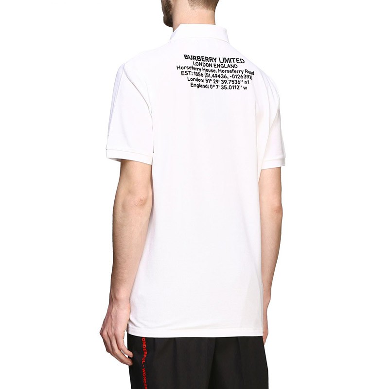 Burberry Longitude Latitude Print White Polo Shirt 80243601 圖 5