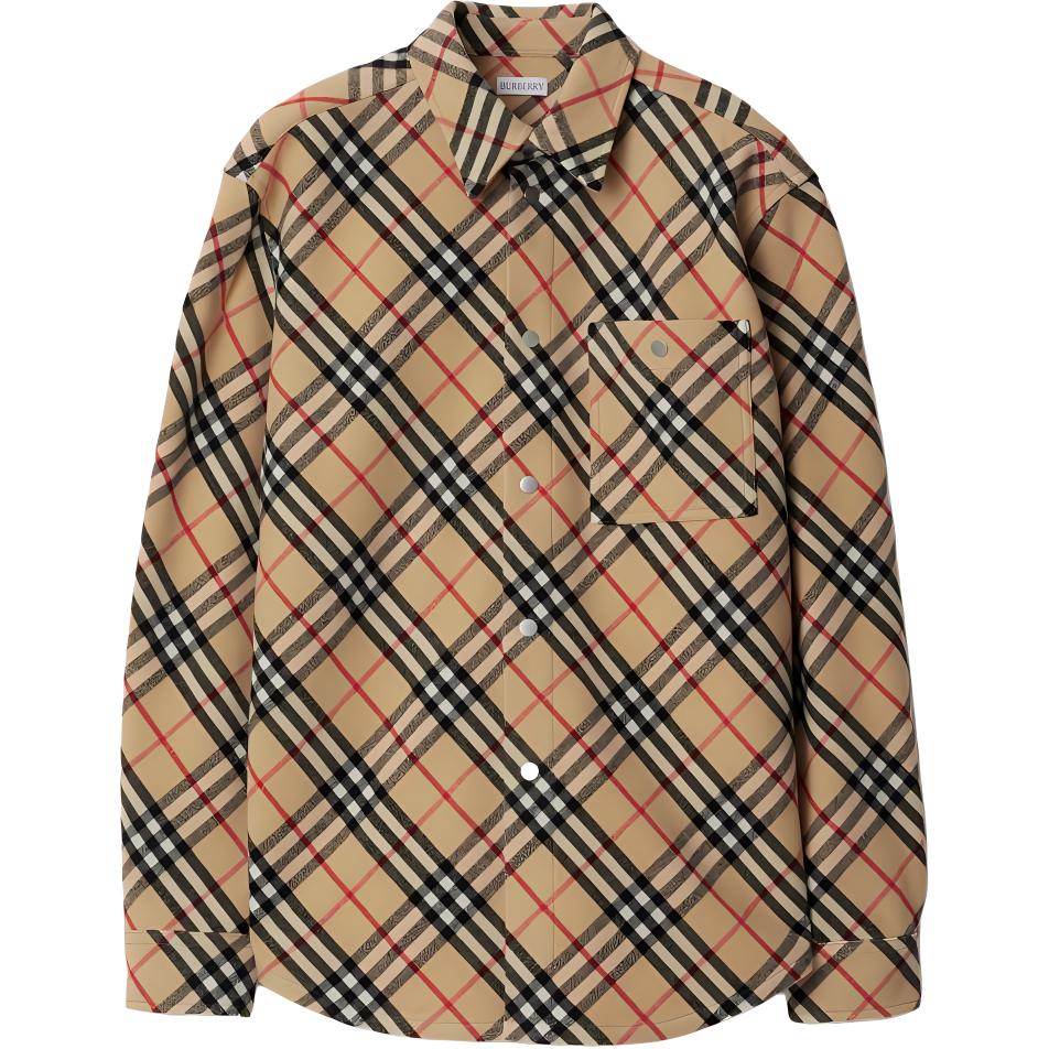 Burberry Loose-Fit Classic Check Wool Long-Sleeve Shirt for Men - Multicolor 80919081