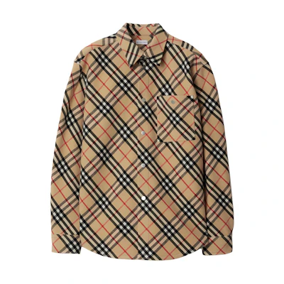 Burberry Loose-Fit Classic Check Wool Long-Sleeve Shirt for Men - Multicolor 80919081