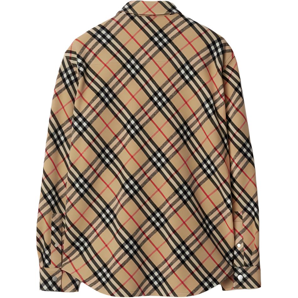 Lookbook 버버리 루즈핏 클래식 체크 울 긴팔 셔츠 남성용 - 멀티컬러 80919081