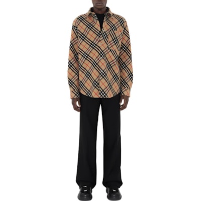 버버리 루즈핏 클래식 체크 울 긴팔 셔츠 남성용 - 멀티컬러 80919081 Shop 버버리 루즈핏 클래식 체크 울 긴팔 셔츠 남성용 - 멀티컬러 80919081