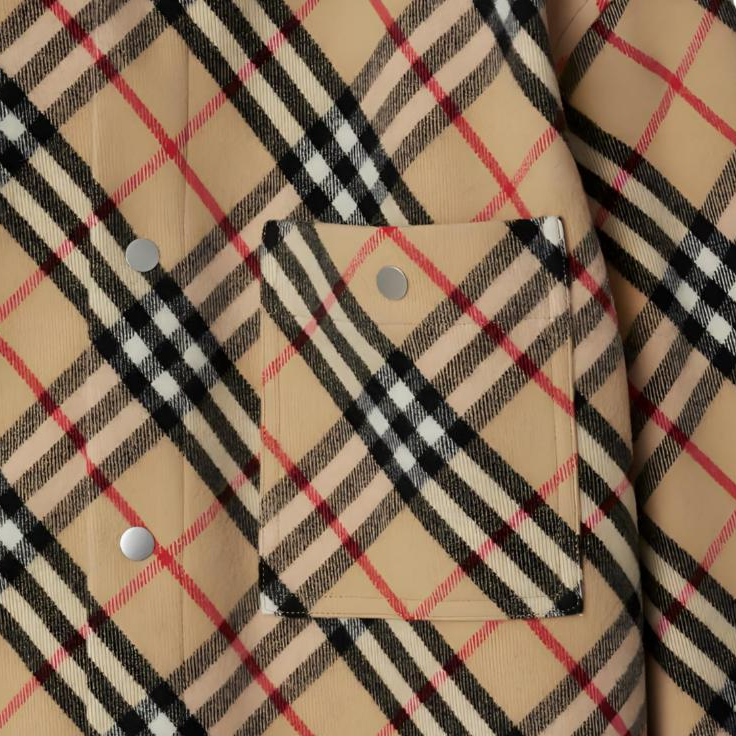 Sizing 버버리 루즈핏 클래식 체크 울 긴팔 셔츠 남성용 - 멀티컬러 80919081