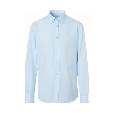 Burberry Loose Fit Embroidered Logo Single Breasted Shirt Light Blue 80374851