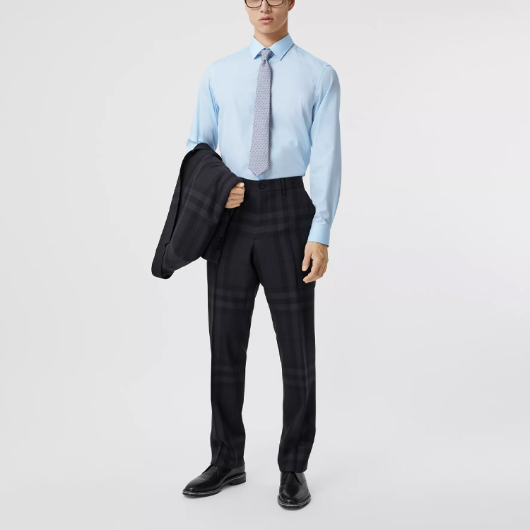 Burberry Loose Fit Embroidered Logo Single Breasted Shirt Light Blue 80374851 圖 3