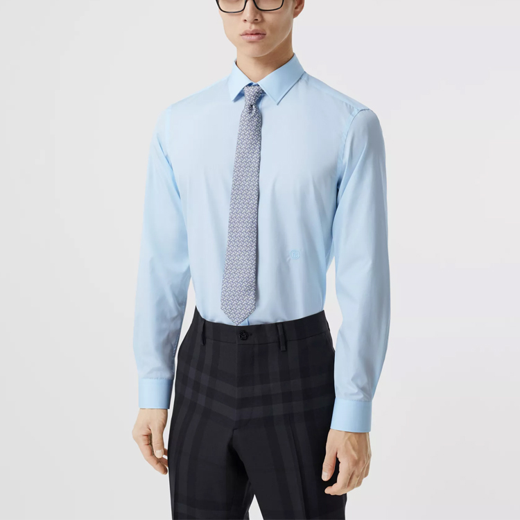 Burberry Loose Fit Embroidered Logo Single Breasted Shirt Light Blue 80374851 圖 5