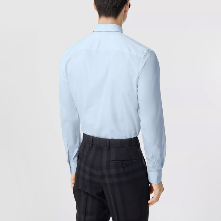 Burberry Loose Fit Embroidered Logo Single Breasted Shirt Light Blue 80374851 圖 6
