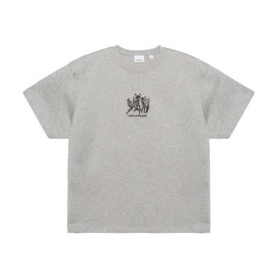 Burberry Loose Fit Grey Tee with Embroidered Deer Design 80441331
