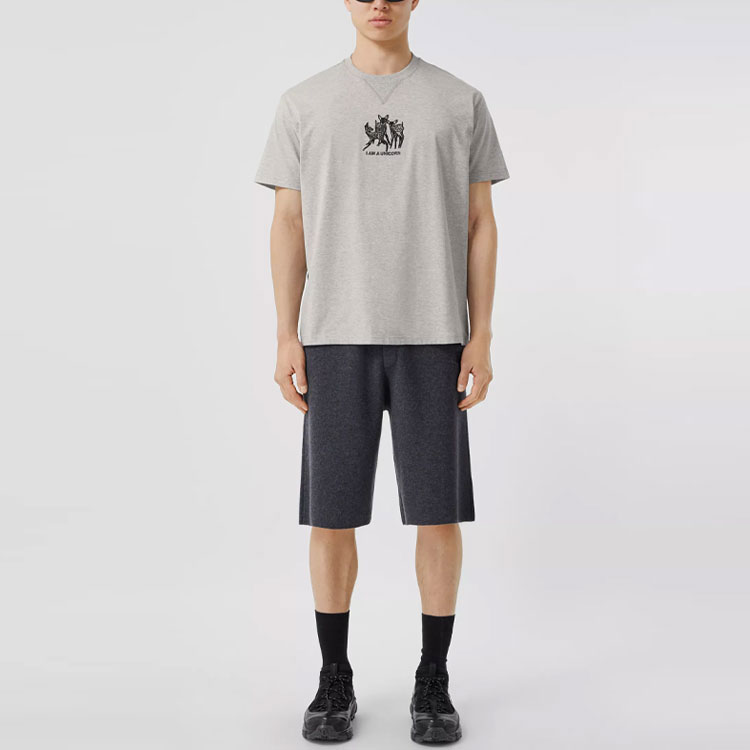 Burberry Loose Fit Grey Tee with Embroidered Deer Design 80441331 圖 4