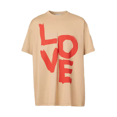 Burberry Loose Fit Organic Cotton Graphic T-Shirt Soft Yellows Browns 80375851