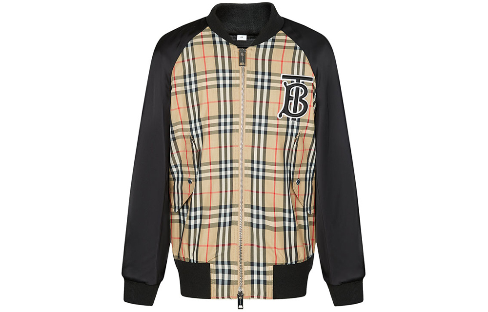 Burberry Loose Fit Zip-Up Jacket with Letter Print in Archive Beige 80136341