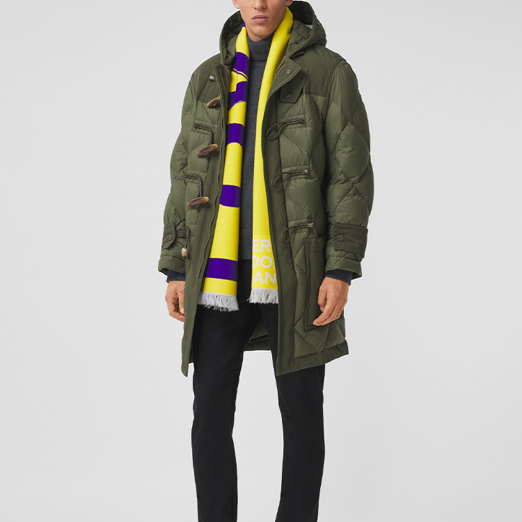 Burberry LOVE Reversible Wool Silk Jacquard Scarf Unisex Yellow Purple 80375361 圖 7