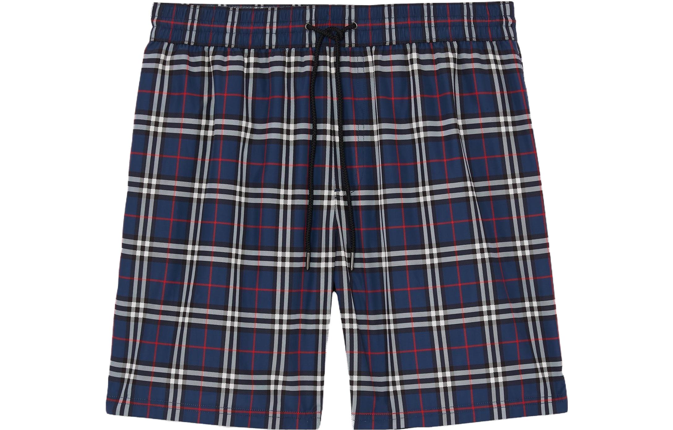 Burberry Low-Rise Loose-Fit Checkered Swim Shorts Navy Blue. 80138831