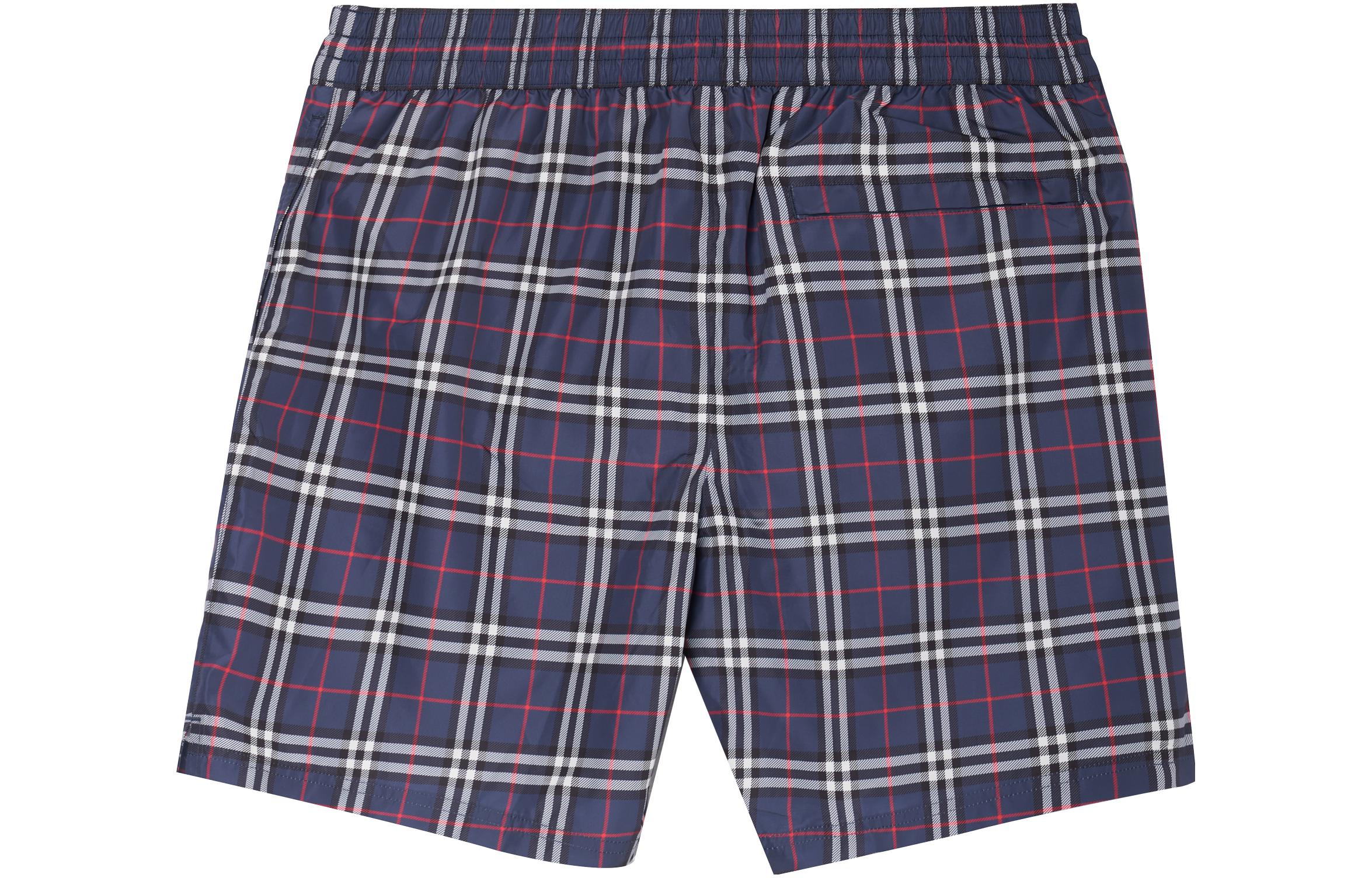 Lookbook 博柏利低腰宽松格纹泳裤海军蓝. 80138831