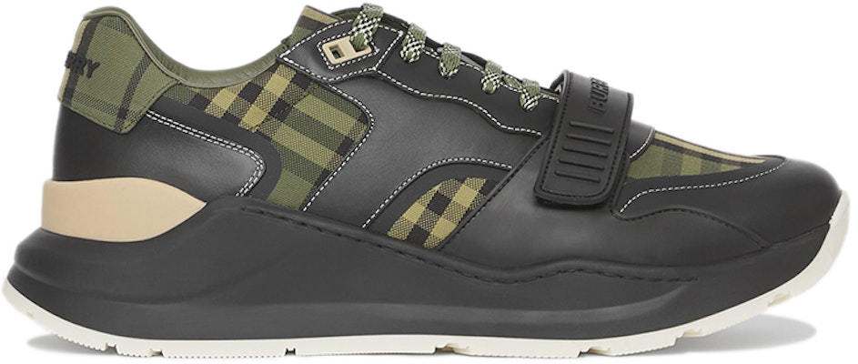 Burberry 博柏利 皮革 格紋棉質 低幫 運動休閒鞋 男款 軍綠色 Order Burberry 博柏利 皮革 格紋棉質 低幫 運動休閒鞋 男款 軍綠色