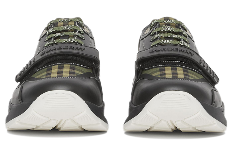 Lookbook Burberry 博柏利 皮革 格紋棉質 低幫 運動休閒鞋 男款 軍綠色