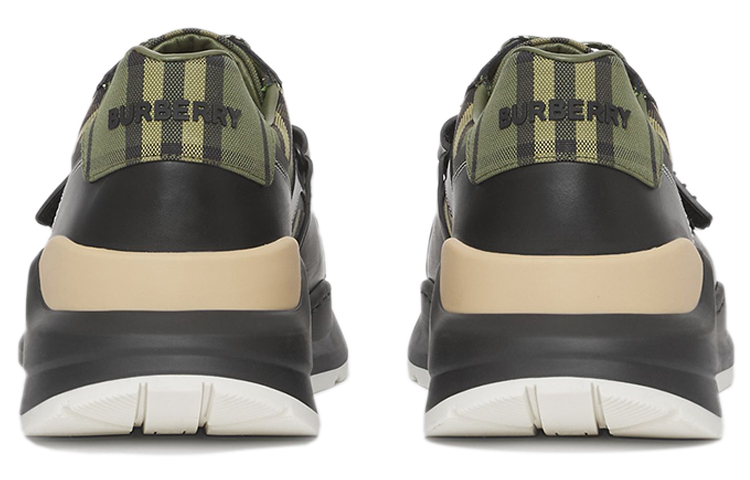 Purchase Burberry 博柏利 皮革 格紋棉質 低幫 運動休閒鞋 男款 軍綠色