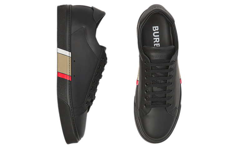 Shop Burberry博柏利 皮革 生物基鞋底 百搭 低筒休閒 時尚板鞋 男款 黑色
