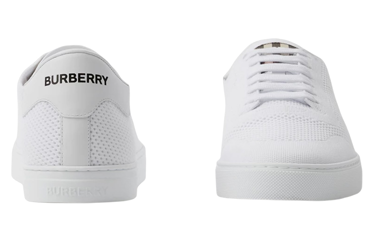 Shop 버버리 화이트 패션 로우탑 레이스업 스니커즈 80708271