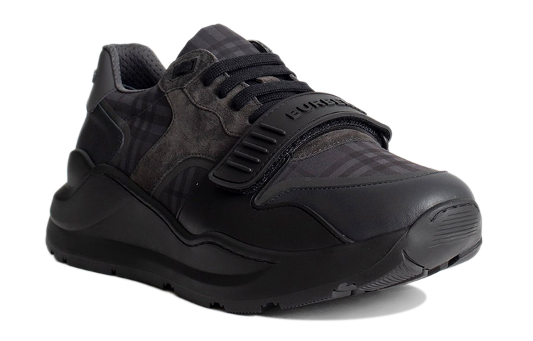 Lookbook Burberry Low-Top Sneaker 'Dark Charcoal Check' Lelaki Sneaker Temaram. 80422001