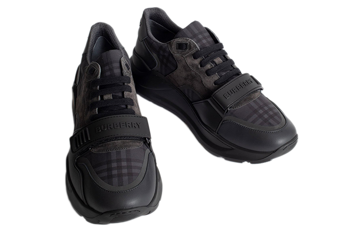 Shop Burberry Low-Top Sneaker 'Dark Charcoal Check' Lelaki Sneaker Temaram. 80422001