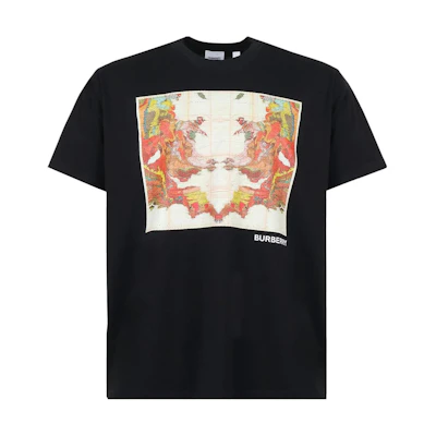 Burberry Map Logo Print Crewneck T-Shirt Black 80575321