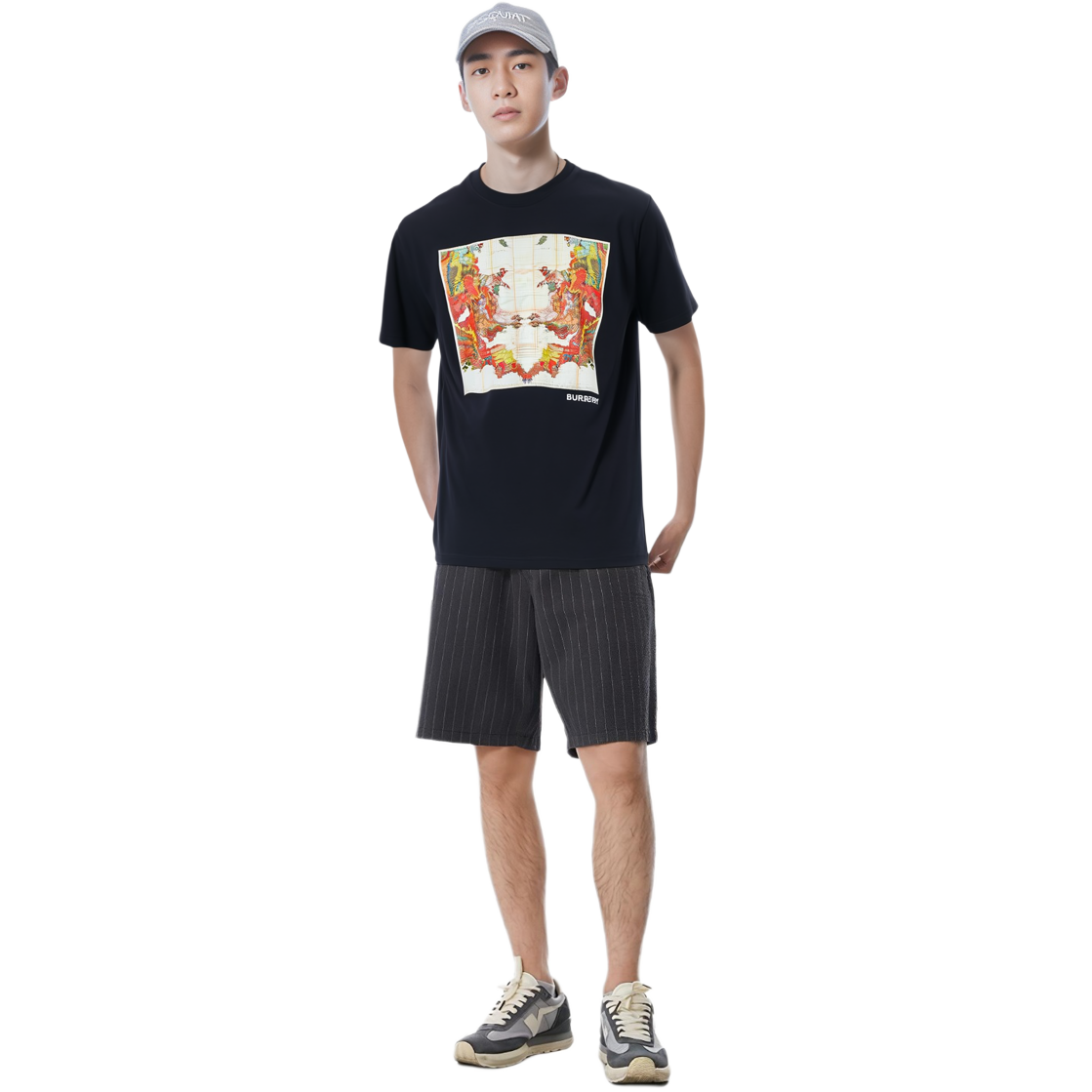 Purchase Burberry Map Logo Print Crewneck T-Shirt Black 80575321