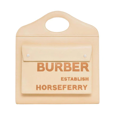Burberry Medium Leather Horseferry Pocket Bag Neutral