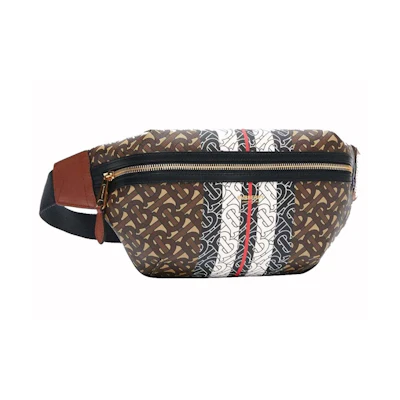 Burberry Medium Monogram Stripe E-canvas Bum Bag Brown