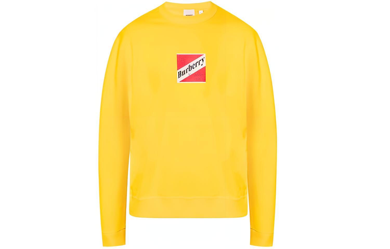 Burberry Men’s Yellow Letter Print Crewneck Long Sleeve Sweatshirt 80243161