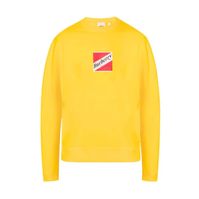 Burberry Men’s Yellow Letter Print Crewneck Long Sleeve Sweatshirt 80243161