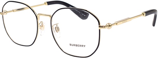 Burberry Metal Logo Series Irregular Optical Eyeglasses Black Gold Men. B1387-D-1326 Burberry Metal Logo Series Irregular Optical Eyeglasses Black Gold Men. B1387-D-1326