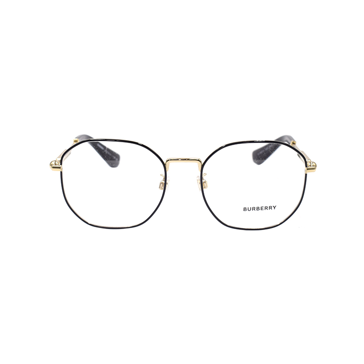 Lookbook Burberry Metal Logo Series Irregular Optical Eyeglasses Black Gold Men. B1387-D-1326