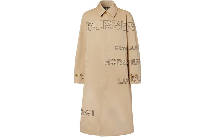 Burberry Mid-Length Casual Trench Coat with Monogram Print - Honey Beige. 80361901