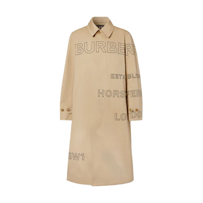 Burberry Mid-Length Casual Trench Coat with Monogram Print - Honey Beige. 80361901