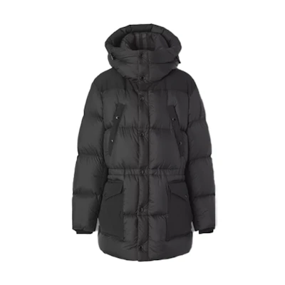 Burberry Mid-Length Patchwork Down Jacket Black 80438461